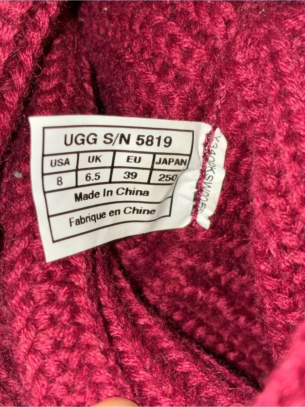 UGG Cardy Knit Boots Womens Burgundy Red Button Tall High Sz 8